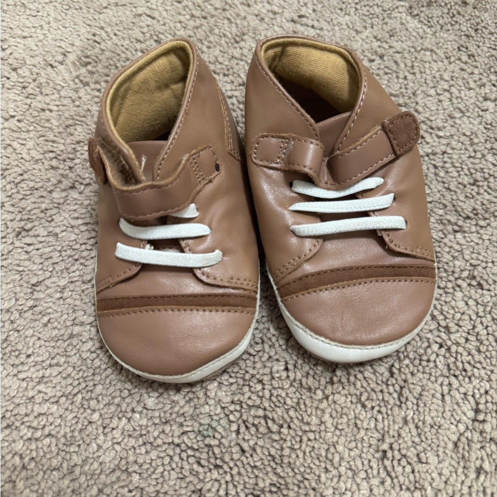 Ro + Me Brown Leather First Walker Shoes